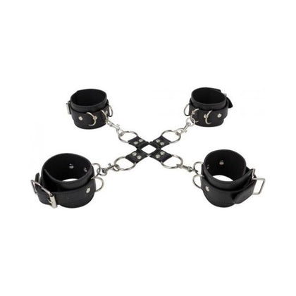 Ouch! Leather Hand And Leg Cuffs Black