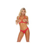 Lace Open Cup Bra With Crotchless Panty Red O/S