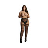 Shots Le Desir Suspender Striped Pantyhose Black Qs