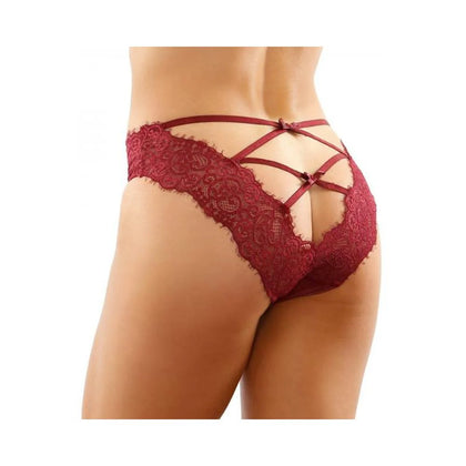 Ivy Lace Bikini Panty With Lattice Cut-out Back Garnet L/xl