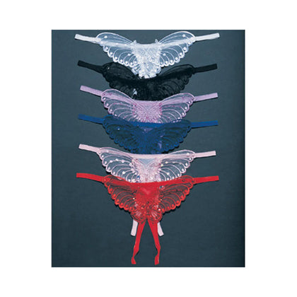 Butterfly Crotchless Panty W/pearl Sequin Detail O/s Assorted 12pk