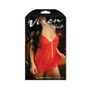 Vixen Late Night Serenade Front Clasp Lace Babydoll & Crotchless G-string Panty Red L/xl