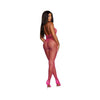 Dreamgirl Diamond-net Halter Bodystocking With Open Crotch Neon Pink Os