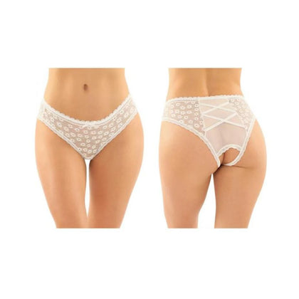 Daisy Crotchless Lace And Mesh Panty With Criss-cross Panel Back 6-pack S/m White