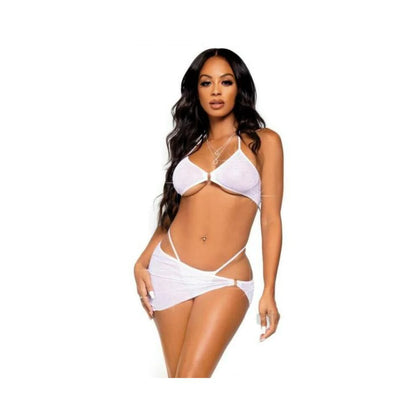 Rhinestone Bra Gstring Sarong 3pc Md Wht