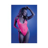 Fantasy Lingerie Glow Electric Haze Criss Cross Back Teddy With Snap Closure Neon Pink S/m