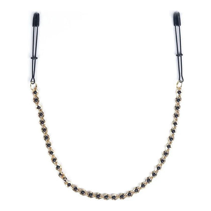 BLACK TWEEZER NIPPLE CLAMPS W/ BEADED CHAIN