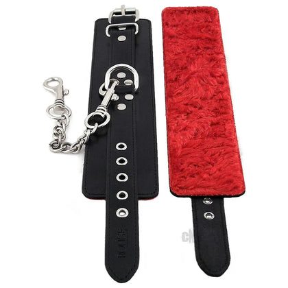 Rouge Fur Wrist Cuffs Blk/red