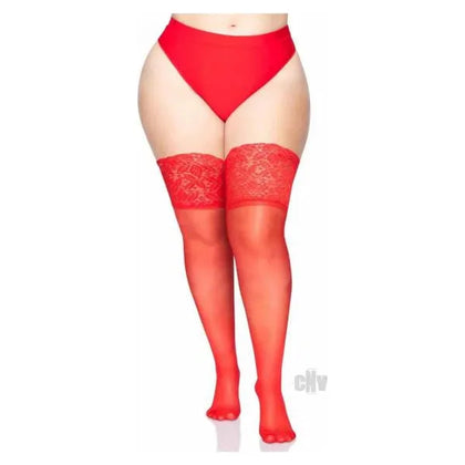 Lycra Stay Thigh High Lace Top Ps Red