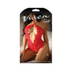 Fantasy Lingerie Vixen Hearts On Fire Crotchless Lace Teddy With Open Pearl Draped Back Red L/xl