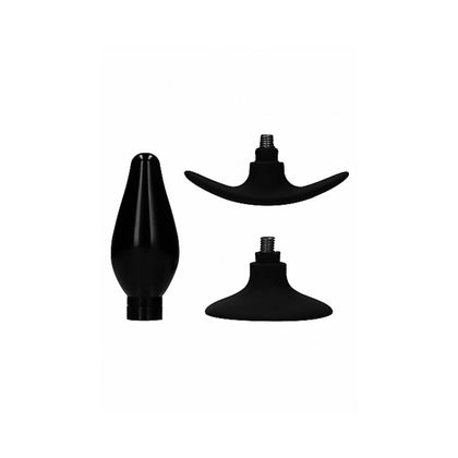 Interchangeable Butt Plug Set - Rounded Medium - Black