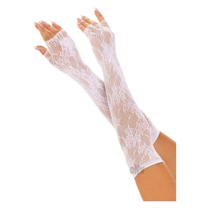 Seamless Opera  floral Fingerless Os Wht