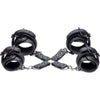 Concede Leather Wrist & Ankle Restraint Set with Hog-Tie Adaptor - Model ST-2021 - Unisex - BDSM Bondage Gear in Black - Adult Naughty Store