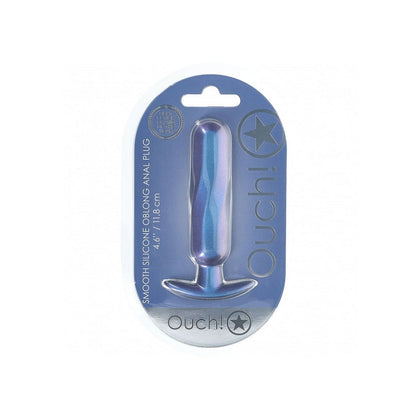 Ouch! - Oblong Anal Plug - Silicone - Metallic Blue