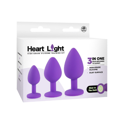 Silicone Heart Light Anal Training Kit - Model X123: Unisex, Anal, Purple