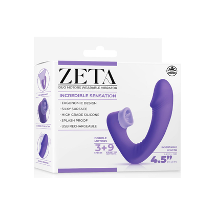 ZETA Silicone G-Spot Vibrator | Model: 4.5 | Women | Licking Stimulation | Purple