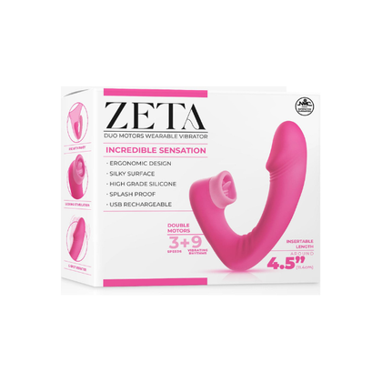 ZETA Rechargeable Silicone G-Spot Vibrator with Licking Stimulation - Model 4.5 - Female - G-Spot - Silky Black