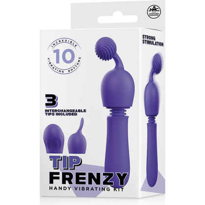 Tip Frenzy Silicone Vibe with 3 Interchangeable Tips | Sensation Seeker SV-01 | Unisex | Clitoral Stimulation | Purple