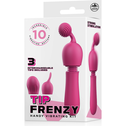 Introducing the Tip Frenzy Silicone Vibe with 3 Interchangeable Tips in Pink: SassySensationTM Vibe Model 3.5 for Women - Clitoral Stimulation - Pink
