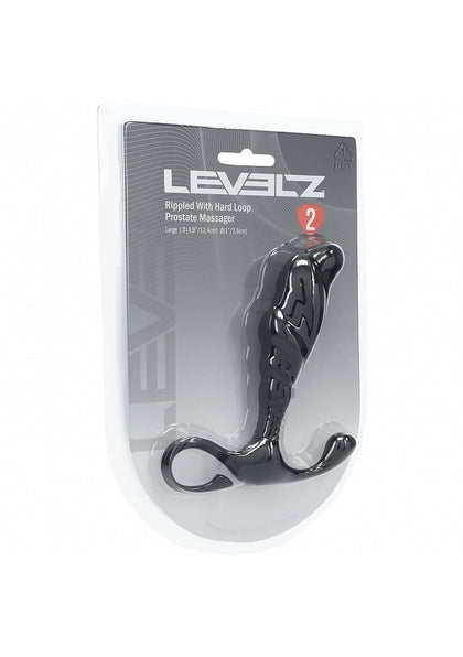 LEVELZ - Rippled with Hard Loop Silicone Prostate Massager - L - Black