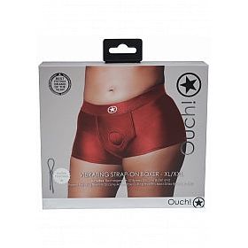 Ouch! Vibrating Strap-on Boxer - Red - XL/XXL