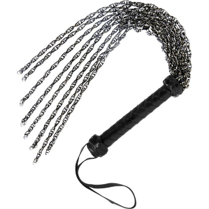 Leather & Metal Chain Flogger - Seductress Gunmetal 500 - Unisex Impact Play Toy in Grey