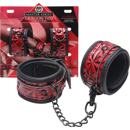 Fifty Shades of Grey Crimson Tied Embossed Ankle Cuffs BDSM Model 8732 Unisex Bondage Accessory for the Ankles in Red