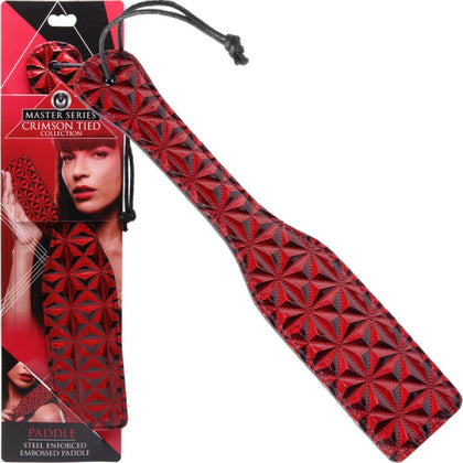 Crimson Tied Spanking Paddle - Steel Enforced Vinyl Faux Leather Discipline Tool - Model CPD-101 - Unisex - Sensual Impact Play - Red