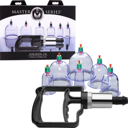 Sukshen Cupping Set With Acu-Points - 6 Piece BDSM Erotic Massage Kit - Model CPS-200 - Unisex - Body & Intimate Pleasure - Clear - Adult Naughty Store