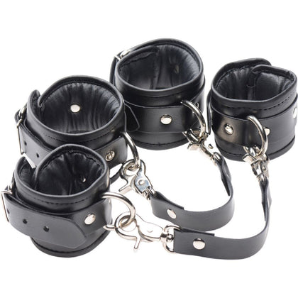 Bondage Boutique Faux Leather Lined Cuffs Ankle Restraints - Model X3J1 Unisex BDSM Black