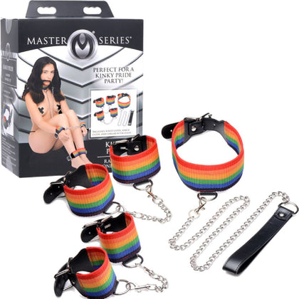 Fifty Shades of Kinky Pride Rainbow Bondage Set - Submissive Pleasure Kit P7 for All Gender Restraints - Multicoloured