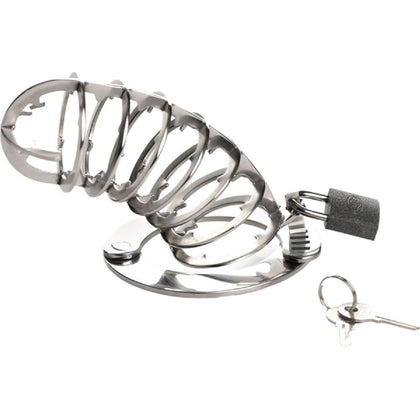 Exquisite Stainless Steel Chastity Cage: The Intense Temptation 5000 for Men - Intriguing Device for Ultimate Control - Silver