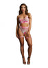 2PC Tie Dye Bra Set with Garters & Dazzling Eye Contact Bling