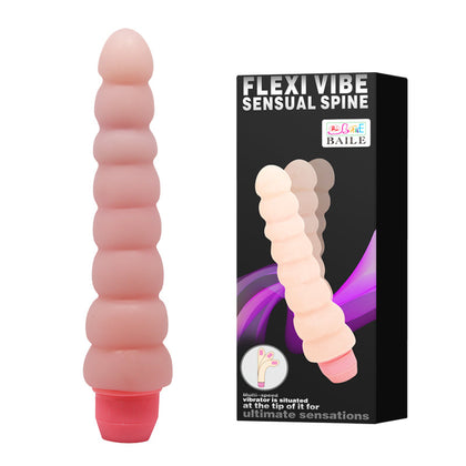 Flexi Spine Vibrator Ribbed Flesh - Adult Naughty Store