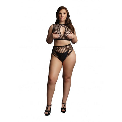 Duo Net Key-Hole Bra Set - Black - OSX