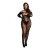 Lace Sleeved Bodystocking - Black - OSX