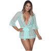 Exposed by Magic Silk Flowy Lace Trimmed Thigh Length Robe with Fluttery Bell Sleeves - Model MSLR-001 - Women's Intimate Apparel - Blush