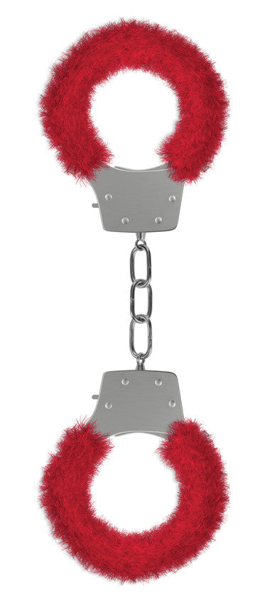 Pleasure Handcuffs Furry - Red