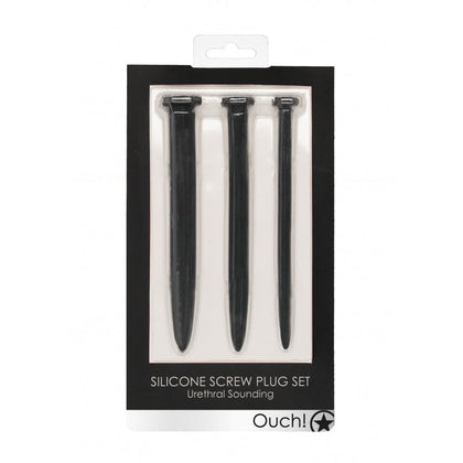 Silicone Rugged Nail Plug Set - Urethral Sounding - Black