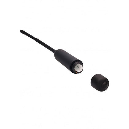 Silicone Vibrating Bullet Plug With Beaded Tip - Urethral Sounding - Black