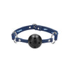 Breathable Ball Gag with Roughend Denim Straps Blue