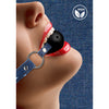 Breathable Ball Gag with Roughend Denim Straps Blue