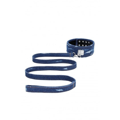 Denim Collar - With Leash - Roughend Denim Style - Blue
