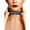 Diamond Studded Collar W/ Leash - Black