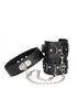Bonded Leather Collar With Handcuffs - With Adjustable Straps and chain