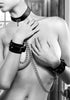 Bonded Leather Collar With Handcuffs - With Adjustable Straps and chain