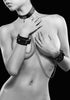 Bonded Leather Collar With Handcuffs - With Adjustable Straps and chain