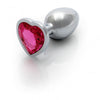 Heart Gem Butt Plug - Small - Silver / Rubellite Pink