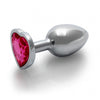 Heart Gem Butt Plug - Small - Silver / Rubellite Pink