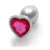 Heart Gem Butt Plug - Small - Silver / Rubellite Pink